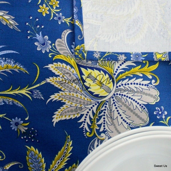 Wipeable Spill Resistant French Floral Acrylic Coated Vanne Tablecloth