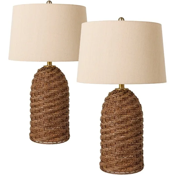 Kian Natural Woven Coastal Table Lamp Set (Set of 2) - 27