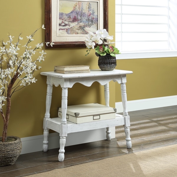 Wilton Distressed White 1-shelf Side Table with Turned Legs