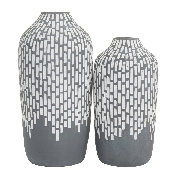 Set Of 2 Ceramic Mosaic Inspired Vase Gray Shopsmaniay