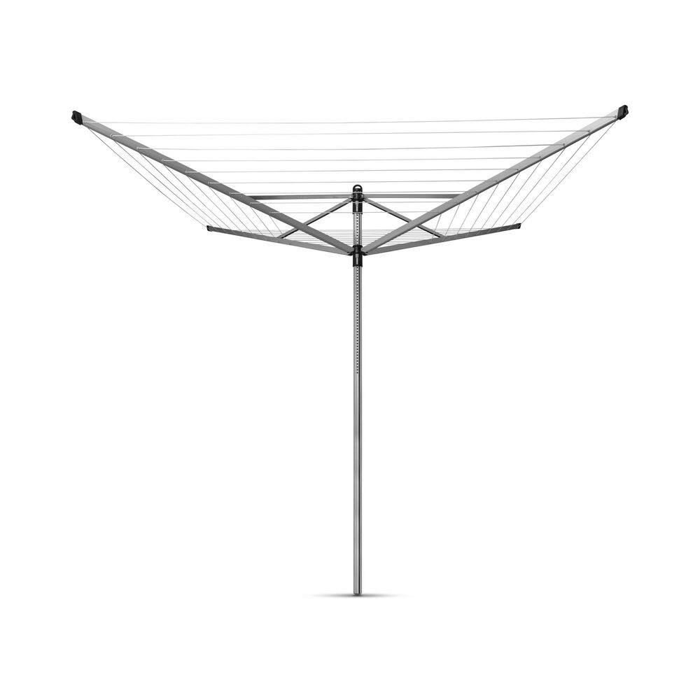 Brabantia Lift-O-Matic 164 ft. Retractable Outdoor Clothesline + Ground Spike + Cover - Metallic Gray 310966