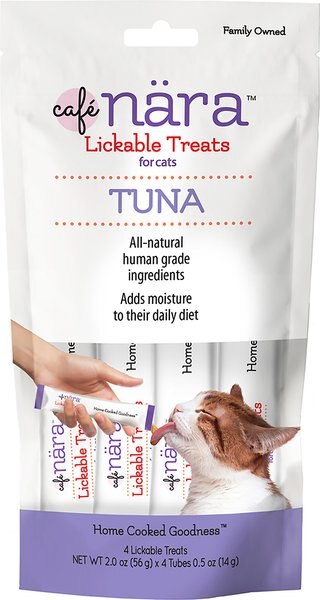 Cafe Nara Tuna Flavored Lickable Cat Treats， 2-oz bag， 4 count