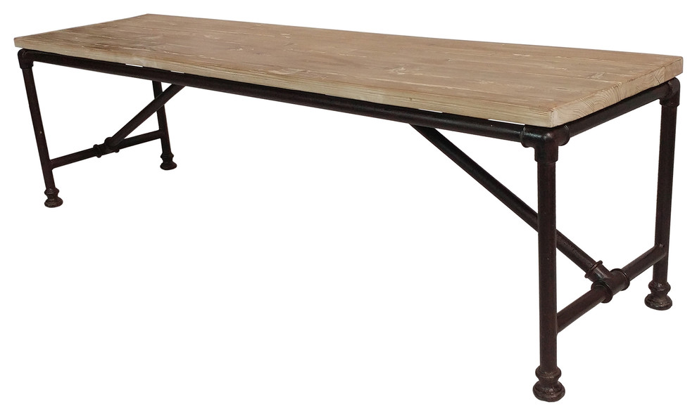 Reclaimed Wood Coffee Table w/ Metal Pipe Legs   Industrial   Coffee Tables   by Redd Furnishings  Houzz