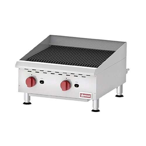 Omcan 43727 Countertop Gas CharBroiler， 2 Burner