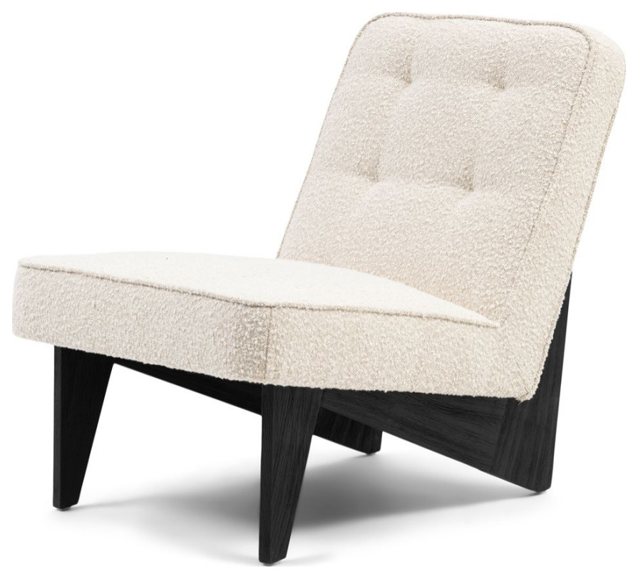 White Boucle Lounge Chair  Rivi√®ra Maison St. Moritz   Transitional   Armchairs And Accent Chairs   by Oroa   Distinctive Furniture  Houzz