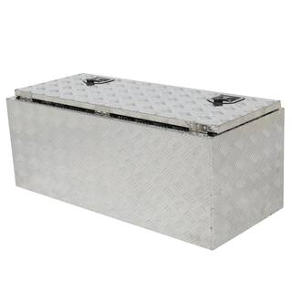 Karl home 42 in. Silver Diamond Plate Aluminum Underbody Truck Tool Box Double Lock with Key 655159938119