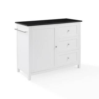 CROSLEY FURNITURE Soren White Kitchen Island with Black Granite Top KF30090BG-WH