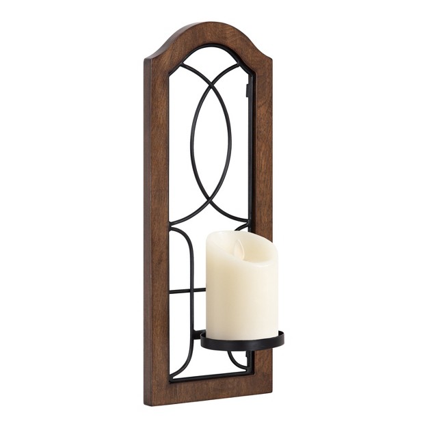 Kate And Laurel Rakefield Rectangle Metal Wall Sconce 7x5x18 Rustic Brown And Black