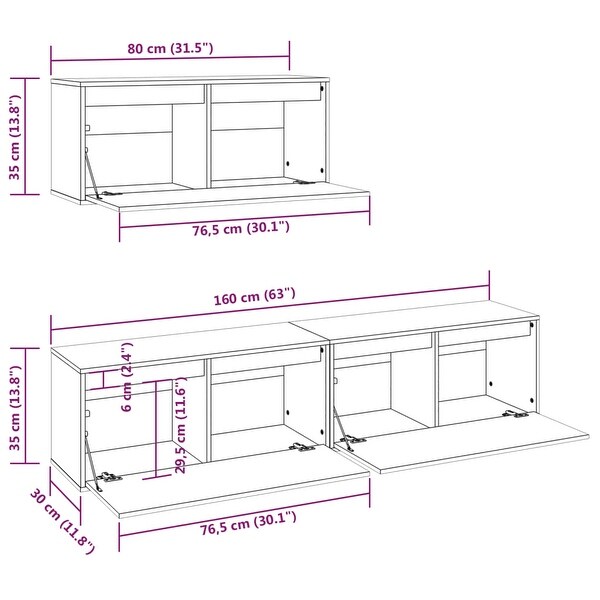 vidaXL TV Cabinets 3 pcs Honey Brown Solid Wood Pine - 31.5