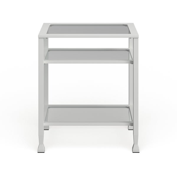 SEI Furniture Price Metal Side Table with Glass Shelf