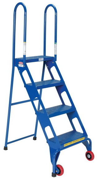 Vestil FLAD 4 folding 4 step ladder with wheels