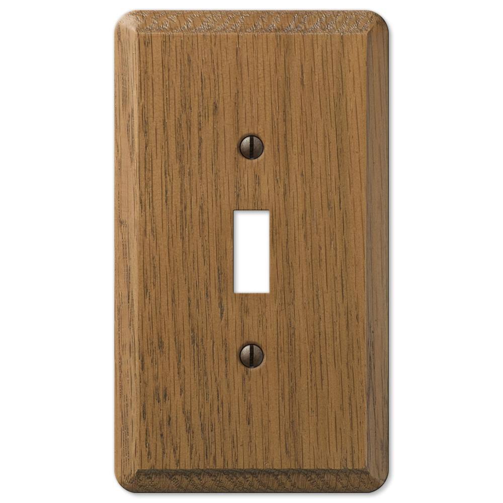 AMERELLE Contemporary 1 Gang Toggle Wood Wall Plate - Medium Oak 901T