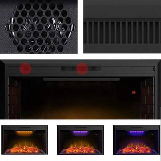 Boyel Living 43 in. Classic Brick Background LED Touch Recessed Wall Electric Fireplace 400sq Ft in Black VL-EF40T