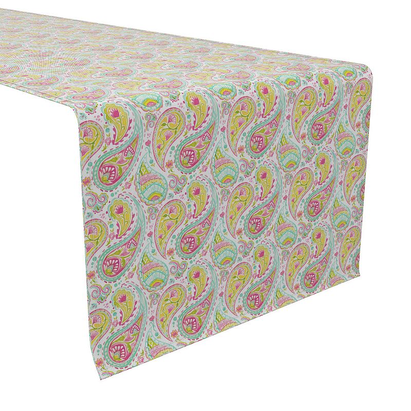 Table Runner， 100% Cotton， 16x90， Bright Colored Paisley