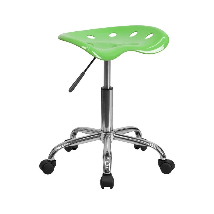 Offex Vibrant Apple Green Tractor Seat and Chrome Stool [OF-LF-214A-APPLEGREEN-GG]