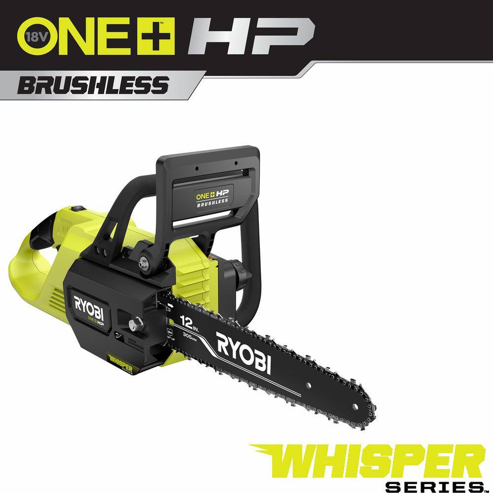 RYOBI ONE+ HP 18V Brushless Whisper Series 12 in. Battery Chainsaw (Tool Only) P2507BTL