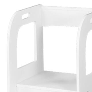 Amucolo 22.8 in. White MDF Wood Child Standing Tower Step Stools for Kids Toddler Step Stool for Kitchen Counter YeaD-CYD0-7TW