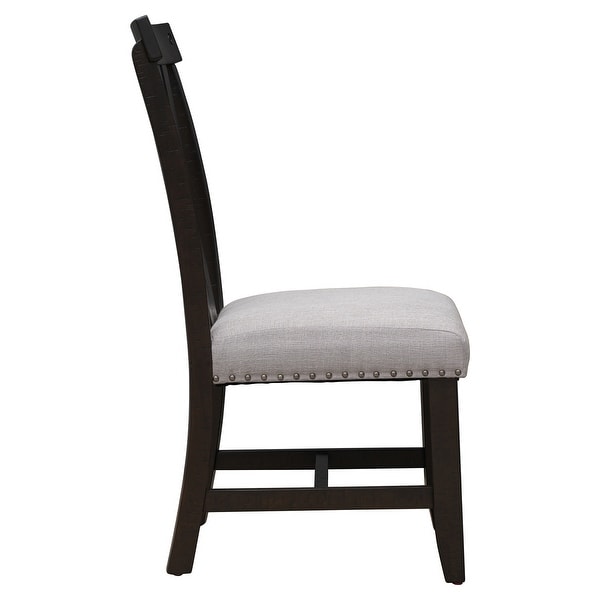 Upholstered Dining Chairs with Sliver Nails and Wood Legs， Set of 4