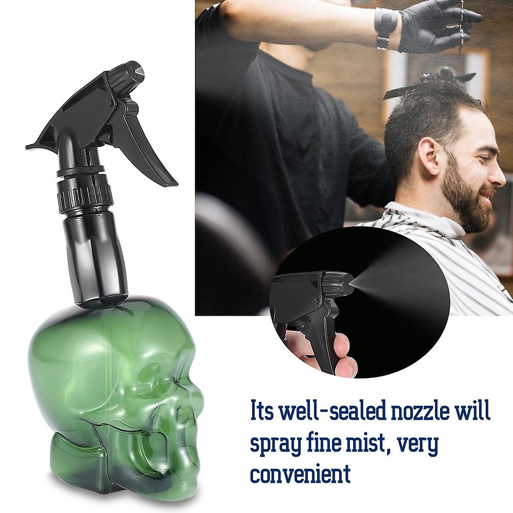 Hairdressing Spray Bottle Refillable Skull Hair Salon Water Mist Sprayer 500ml Green