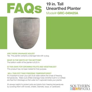 Vigoro 17 in. Jennings Large Gray Plastic Fiberglass Tall Decorative Planter (17 in. D x 19 in. H) With Drainage Hole GRC-049425A