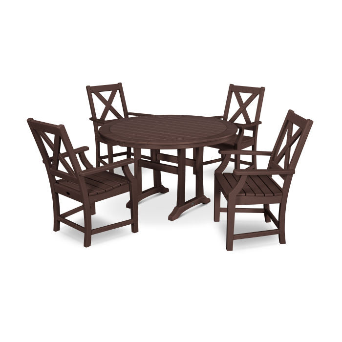 Polywood Braxton 5-Piece Nautical Trestle Arm Chair Dining Set PWS509-1