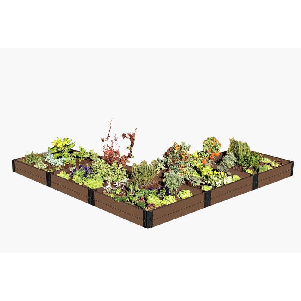 Frame It All Tool-Free Uptown Brown Raised Garden Bed L Shaped 12' x 12' x 11 1 profile 300001452