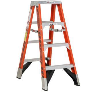 Werner 4 ft. Fiberglass Twin Step Ladder with 375 lb. Load Capacity Type IAA Duty Rating T7404