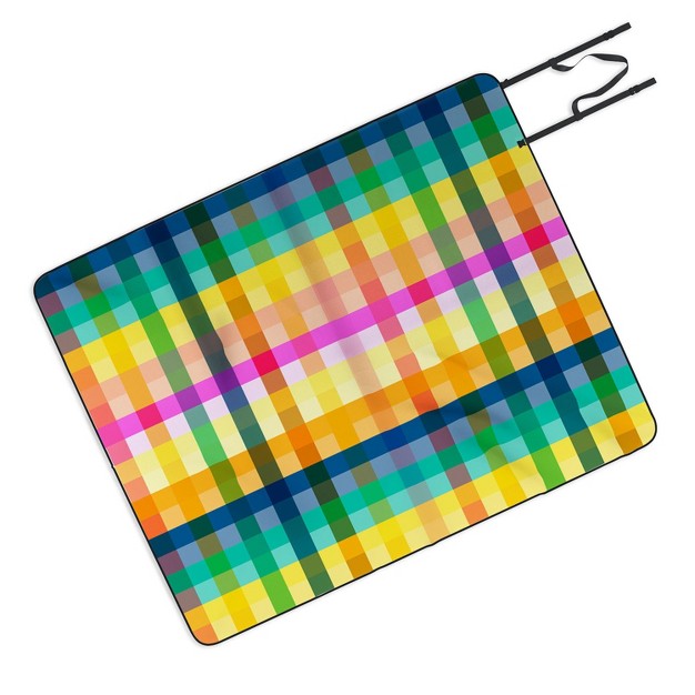 Ninola Design Rainbow Spring Gingham Picnic Blanket Deny Designs