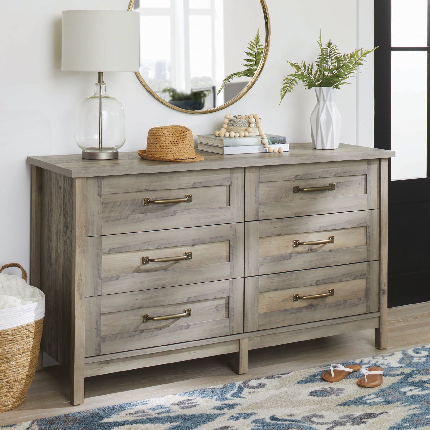 Better Homes & Gardens Modern Farmhouse 6 - Drawer Dresser, Rustic Gray Finish