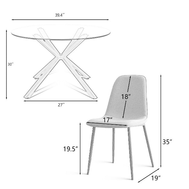 Olive oslo Round Glass Dining Table With Chairs 5 piece Round Clear Glass Dining Table Set With 4 Upholstered Dining Chairs Walnut Legs the Pop Maison