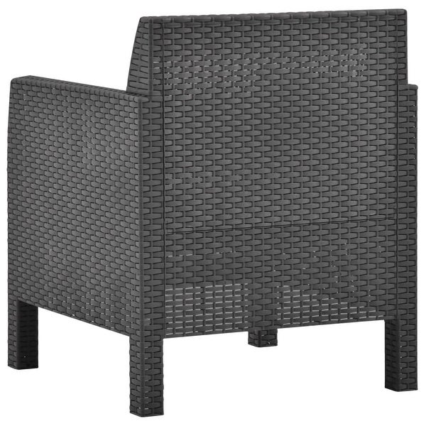 4 Piece Patio Lounge Set with Cushions PP Rattan Anthracite - Overstock - 36226387