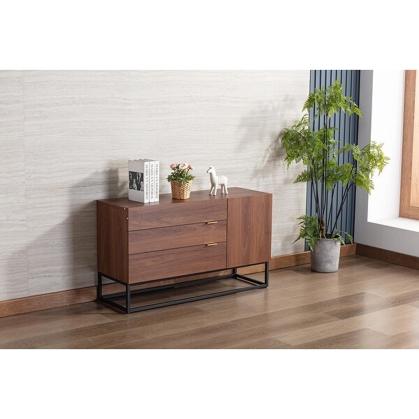 Walnut Brown Wood TV Stand Console Table