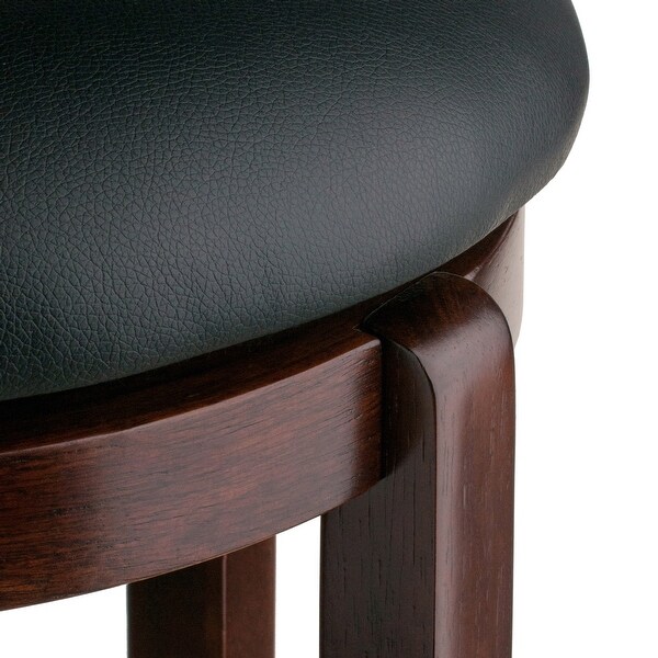 Walcott Cushion Swivel Seat Counter Stool， Black and Walnut - Walnut / Black