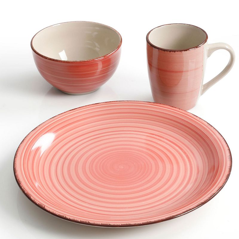 Gibson Home 12 Piece Pastel Stoneware Dinnerware Set in Assorted Colors