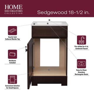 Home Decorators Collection Sedgewood 18.5 in. W Configurable Bath Vanity in Cognac with Solid Surface Top in Arctic with White Sink PPLNKDCG18