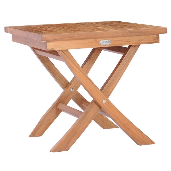 Chic Teak Titanic Outdoor Teak Wood Folding Side Table，20 inches square