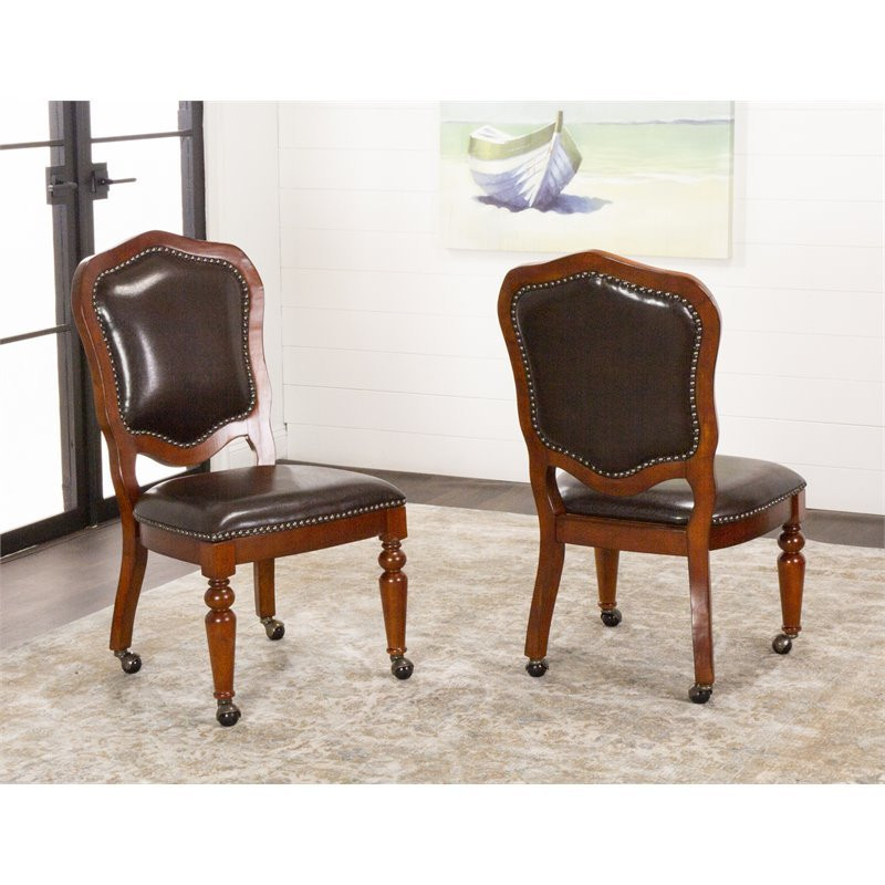 Sunset Trading Bellagio 18 quotWood Dining Chairs in Brown Cherry (Set of 2)   Traditional   Dining Chairs   by Homesquare  Houzz