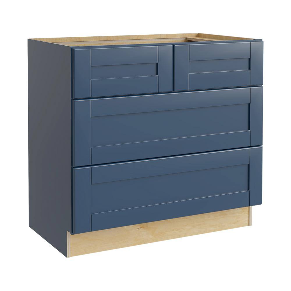 Home Decorators Collection Washington Vessel Blue Plywood Shaker Stock Assembled Base Kitchen Cabinet Sft Close Cook Top 36 in. x 34.5 in. x 24 in. BCT36-WVB