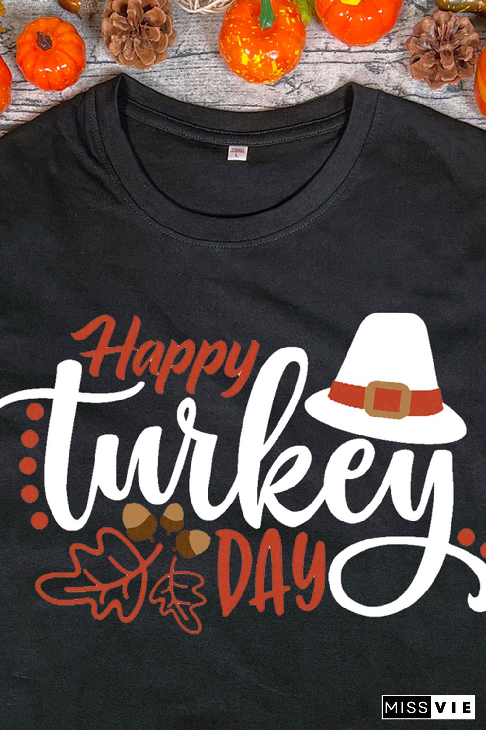 Happy Turkey Day Printed Graphic Tees for Women Wholesale Short Sleeve T shirts Top