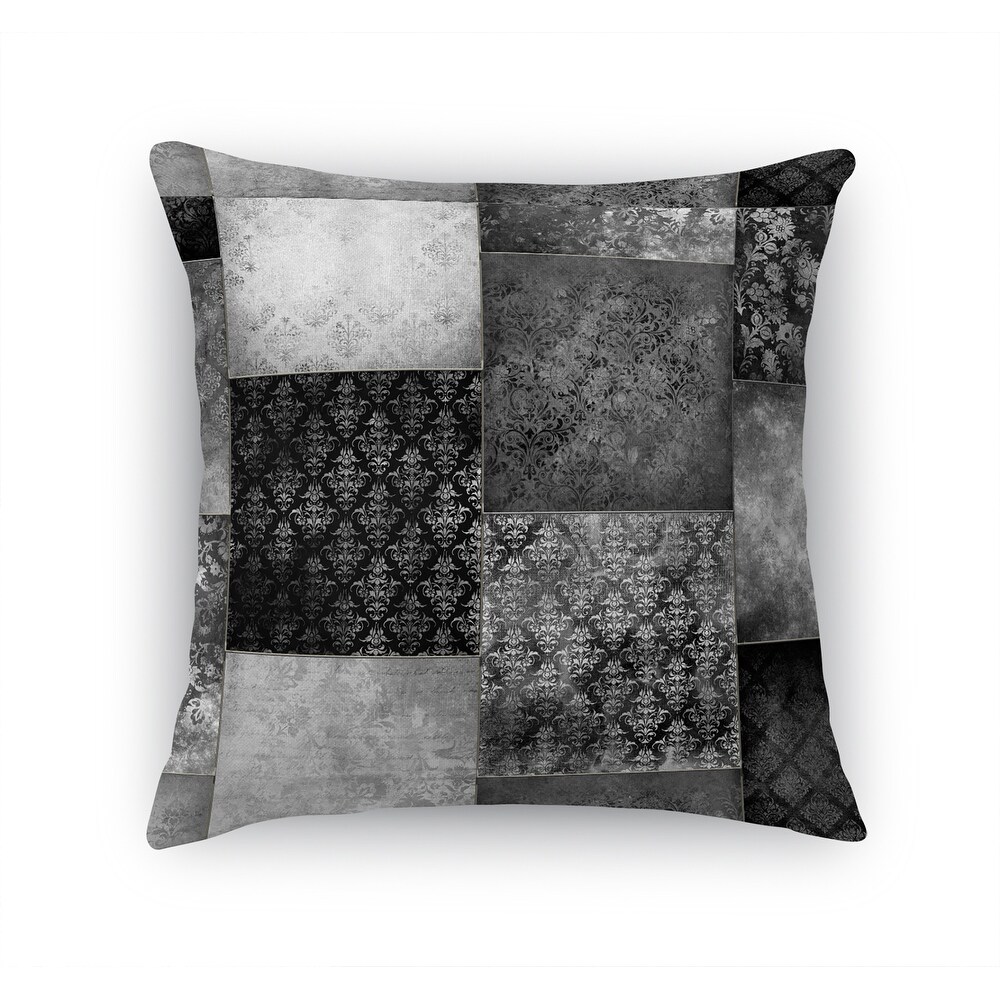 ECLECTIC BOHEMIAN PATCHWORK DARK GREY Accent Pillow By Kavka Designs