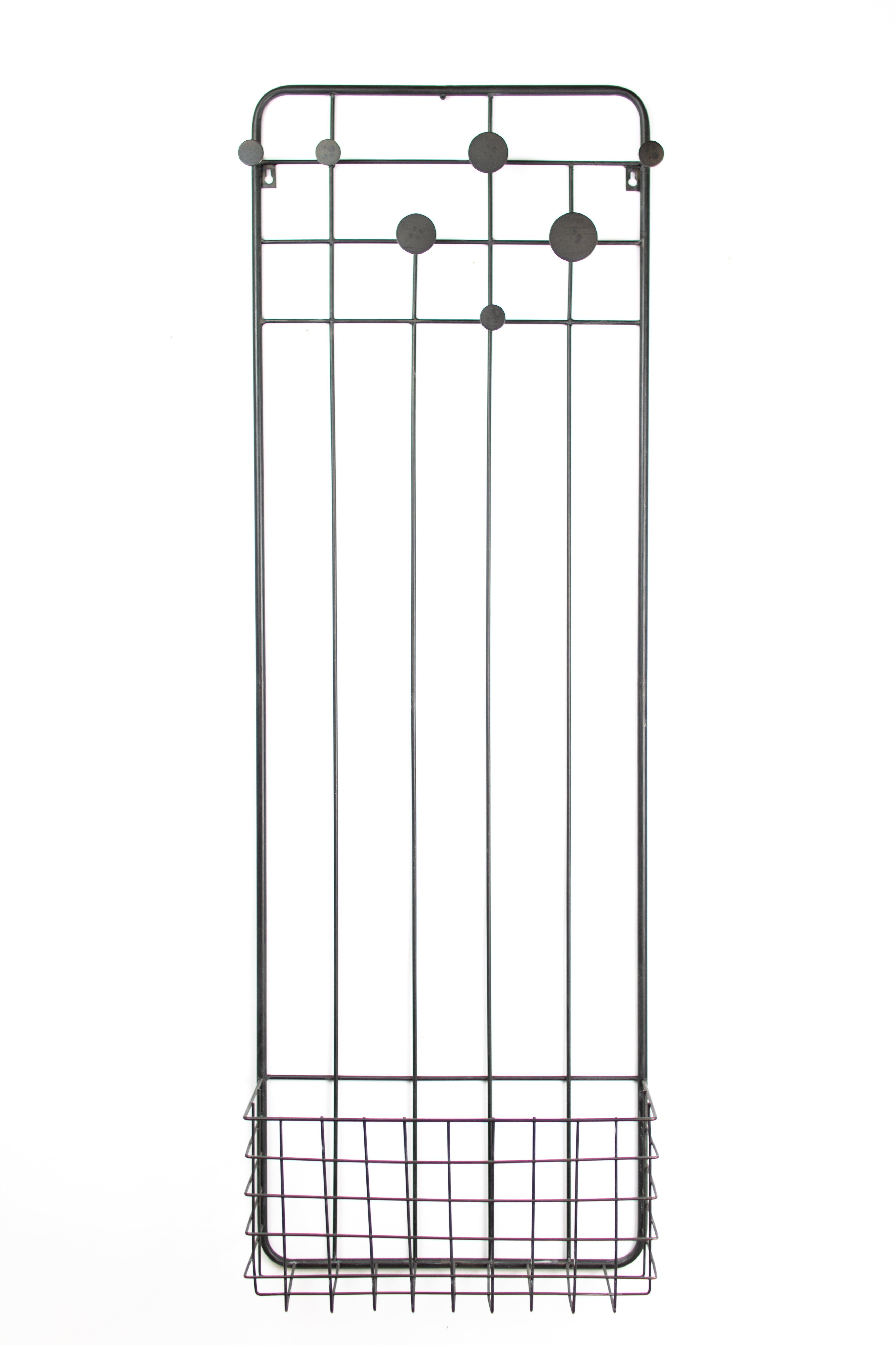 METAL WALL COAT RACK WITH STORAGE BASKET