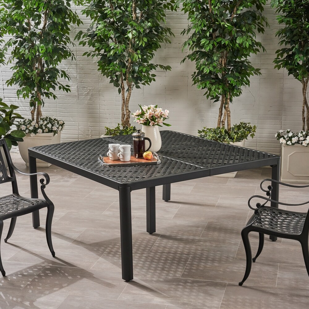 Tahoe Outdoor Modern Aluminum Dining Table with Woven Accents by Christopher Knight Home   61.25\