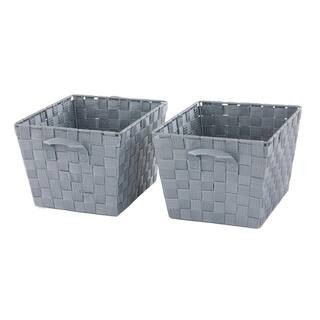 Honey-Can-Do 8 in. H x 10 in. W x 12 in. D Silver Fabric Cube Storage Bin 2-Pack STO-05088