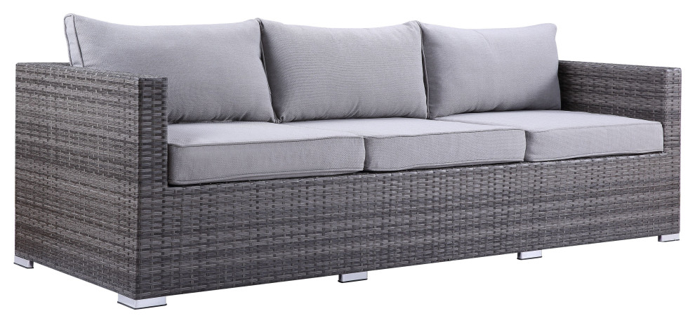 ACME Sheffield 4PC Pack Patio Sofa Set in Gray Fabric  ampGray Finish   Tropical   Outdoor Lounge Sets   by Acme Furniture  Houzz