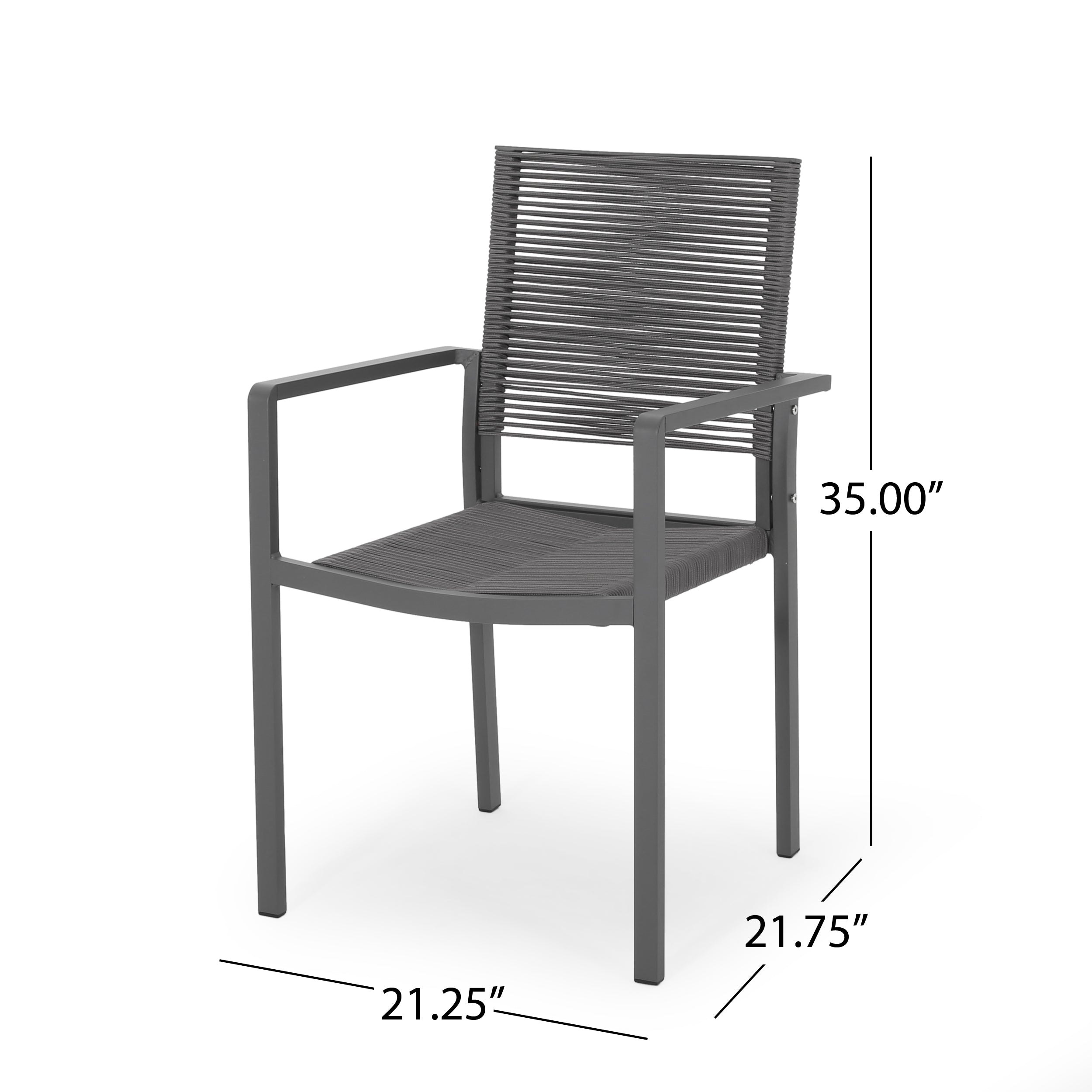 Lillian Outdoor Modern Aluminum Dining Chair with Rope Seat (Set of 2)