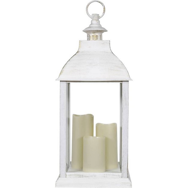 Candlelit Lantern With Led Lights White Alpine Corporation