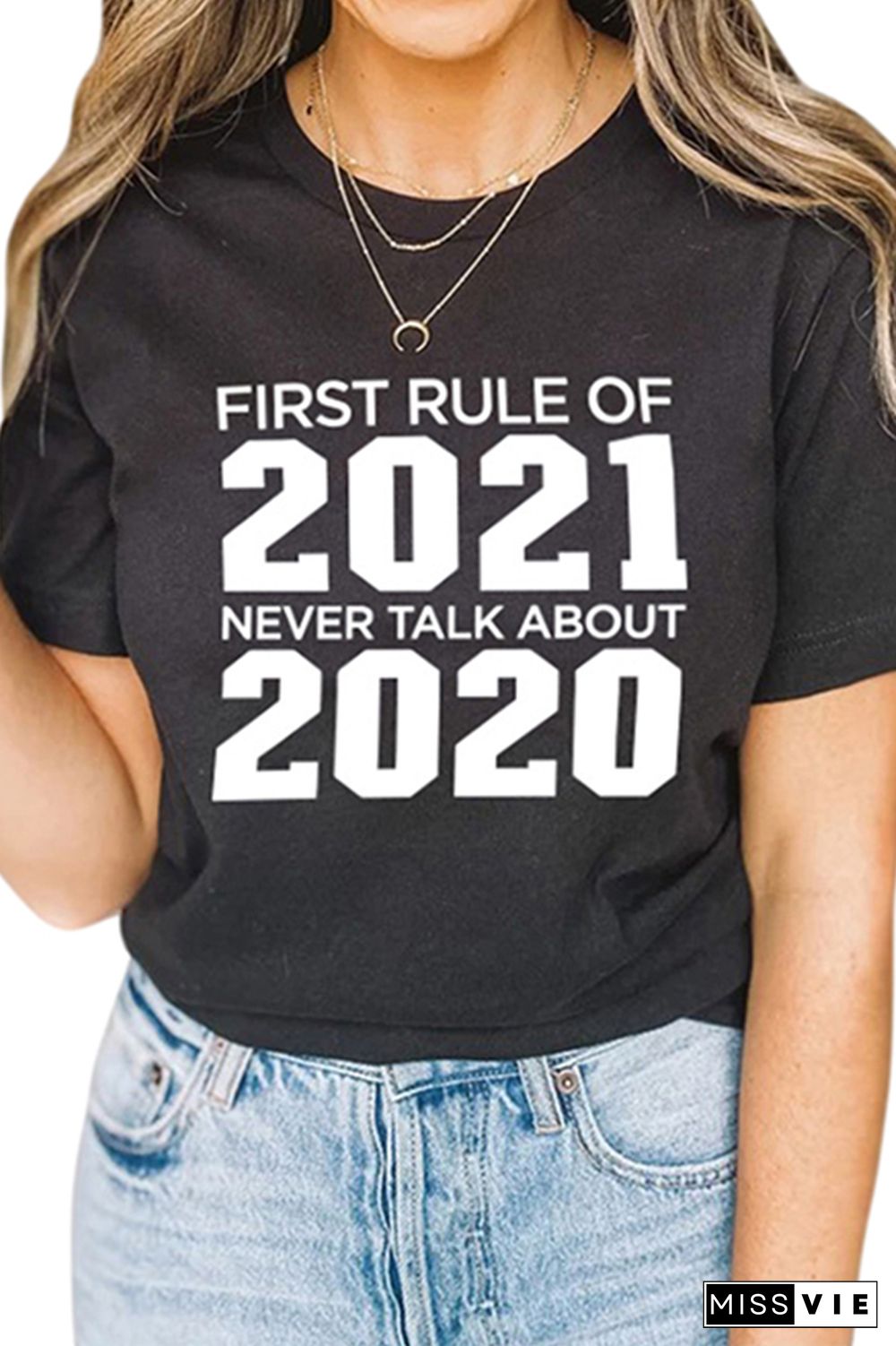 First Rule Of 2021 Print Graphic Tees for Women Wholesale Short Sleeve T shirts Top