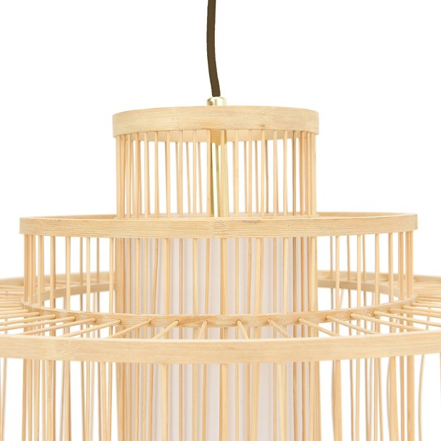 Storied Home Boho Tiered Bamboo Chandelier Natural