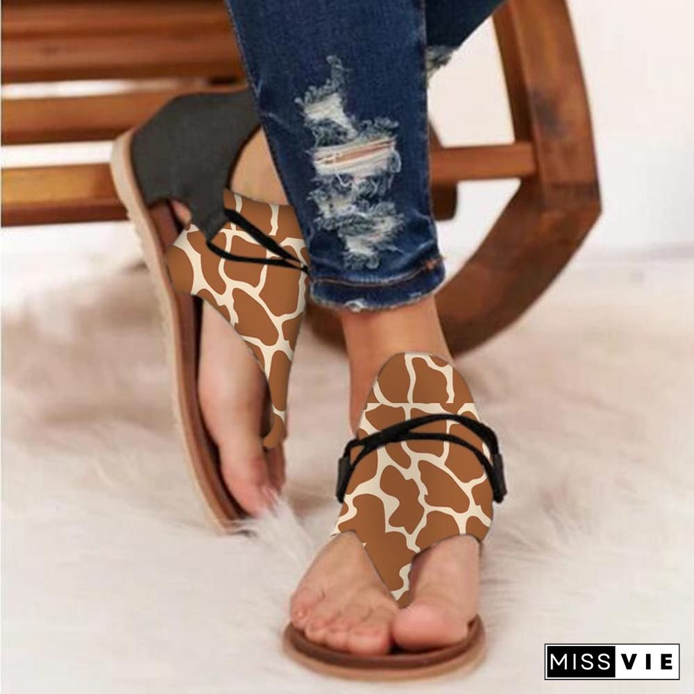 Fashion New Women Sandals Elegant Leopard Print Comfortable Boho Style Female Sandals Cover Heel Lady Casual Shoes Sandals