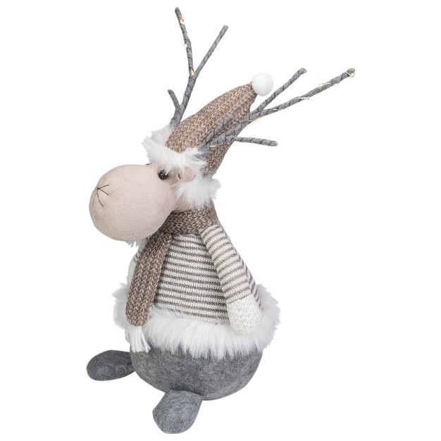 Led Lighted Brown And Gray Knit Reindeer Christmas Figure